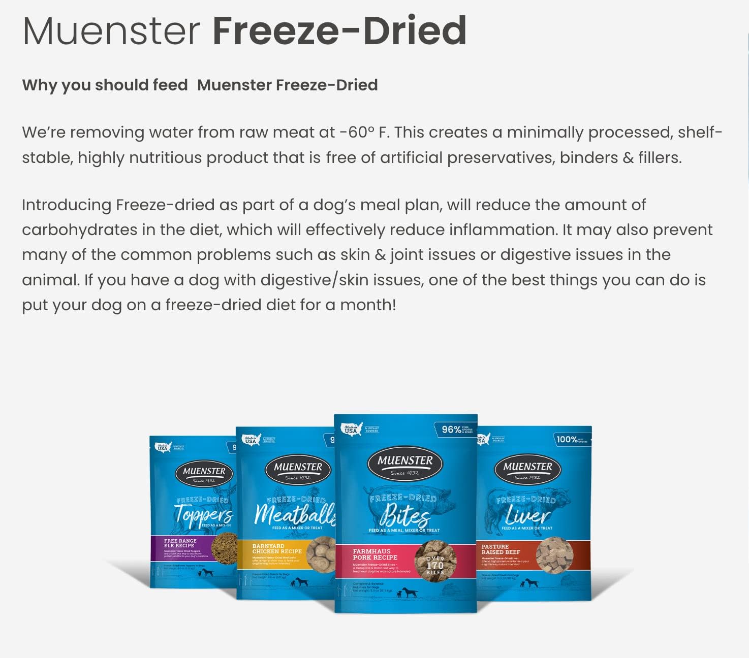 Muenster Freeze-Dried Toppers Free Range Elk Recipe